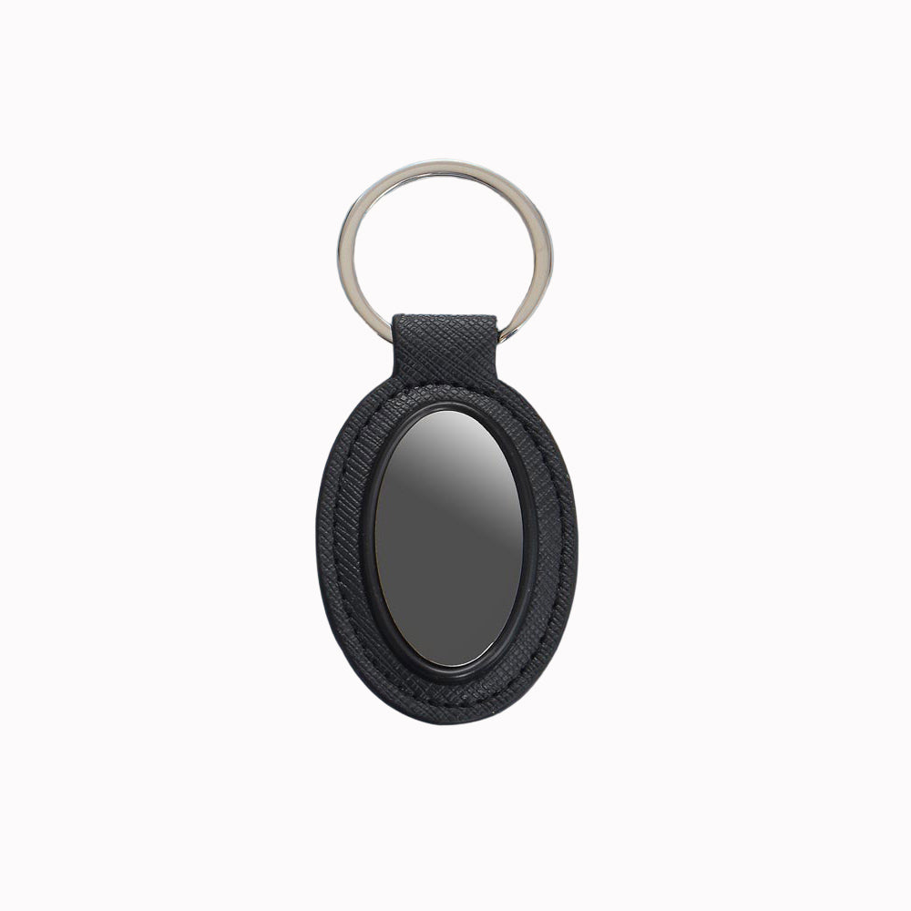 Oval Metal Keychain with PU Base Gunmetal Finish - corporate gift by YuBingo