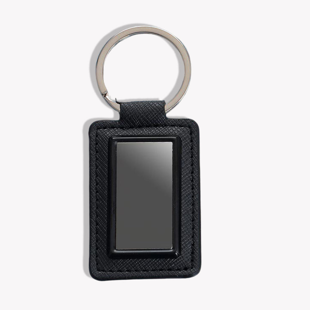 Rectangle Metal Keychain with PU Base Gunmetal Finish - corporate gift by YuBingo
