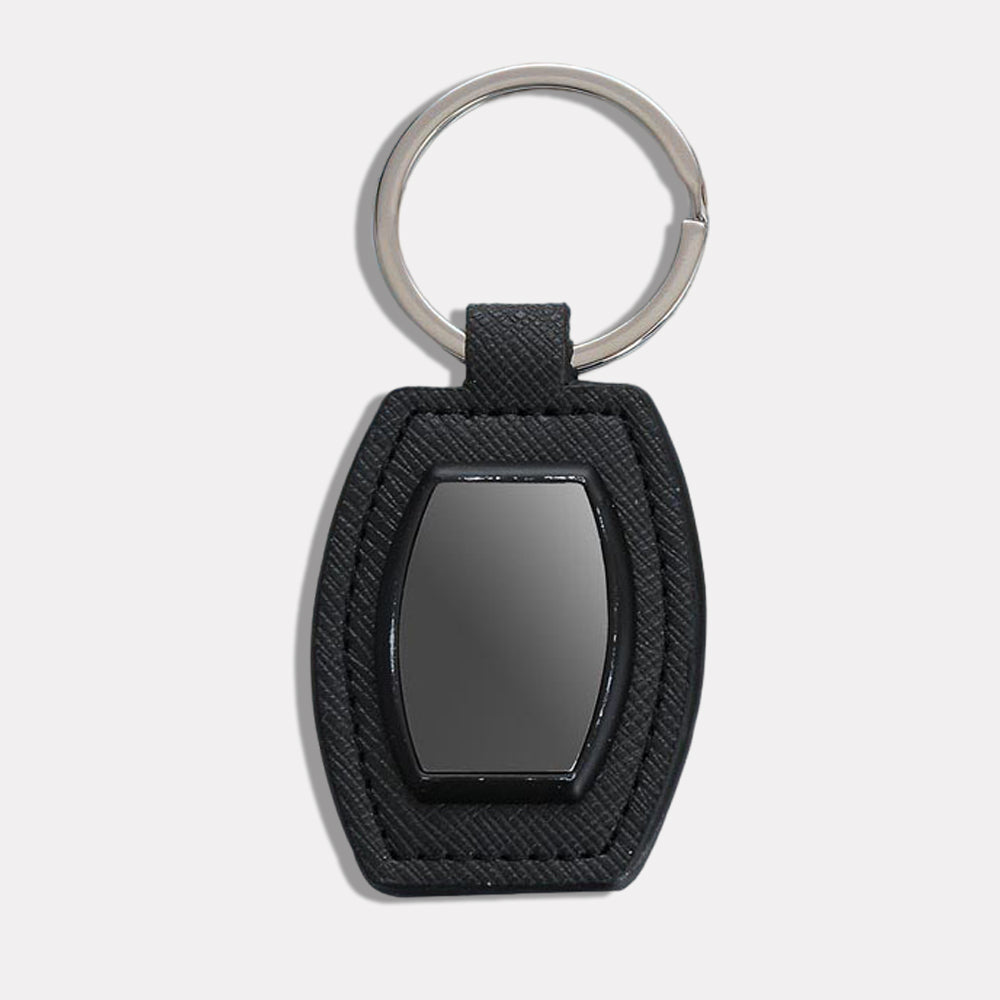 Barrel Shape Metal Keychain with PU Base Gunmetal Finish - corporate gift by YuBingo