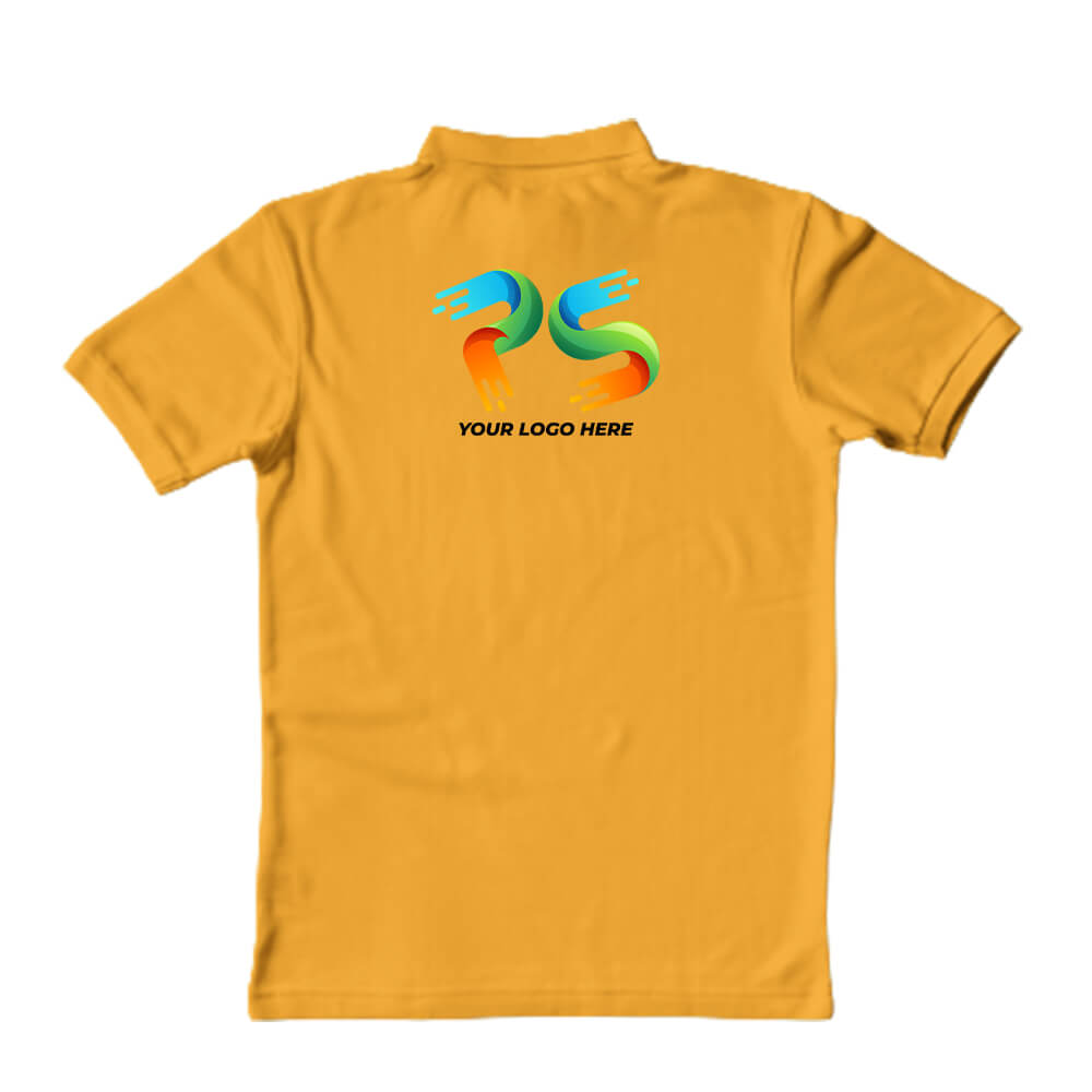 Polo Neck Golden Yellow  Customised Kids T-Shirt - Back Print - corporate gift by YuBingo