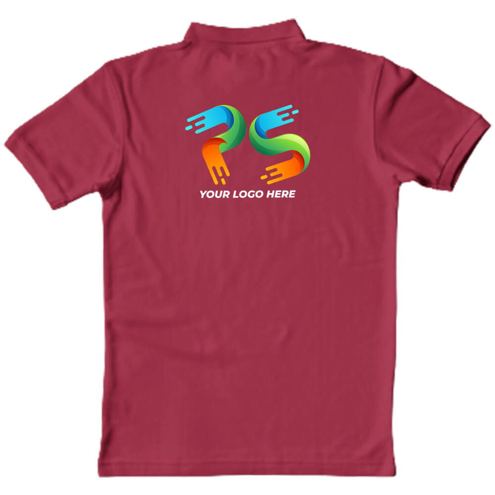 Polo Neck Maroon Customised Kids T-Shirt - Back  Print - corporate gift by YuBingo