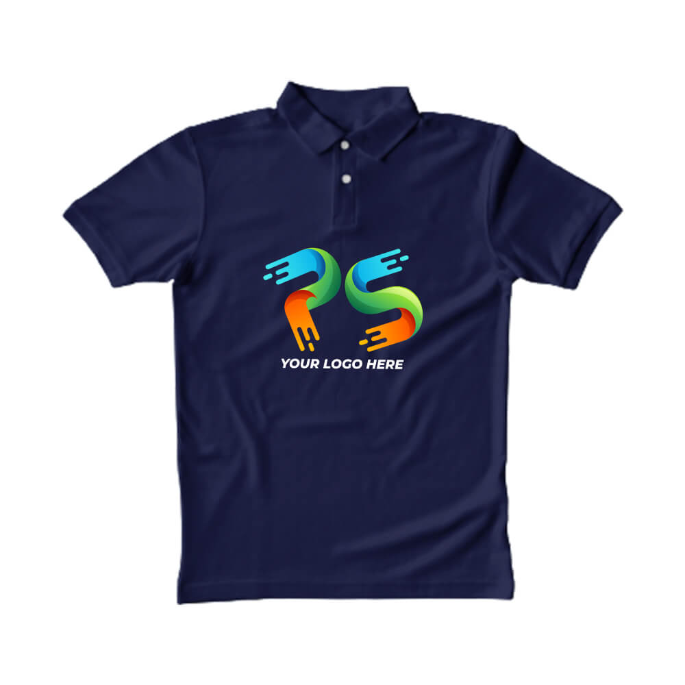 Polo Neck Navy Blue  Customised Kids T-Shirt - Front Print - corporate gift by YuBingo