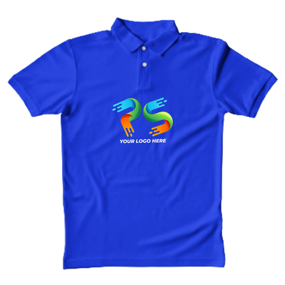 Polo Neck Royal Blue Customised Kids T-Shirt - Front Print - corporate gift by YuBingo