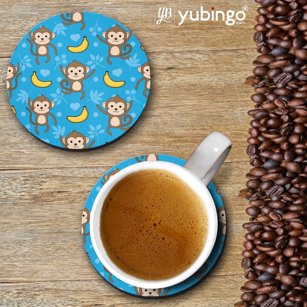 Monkey Banana Pattern Coasters - corporate gift by YuBingo