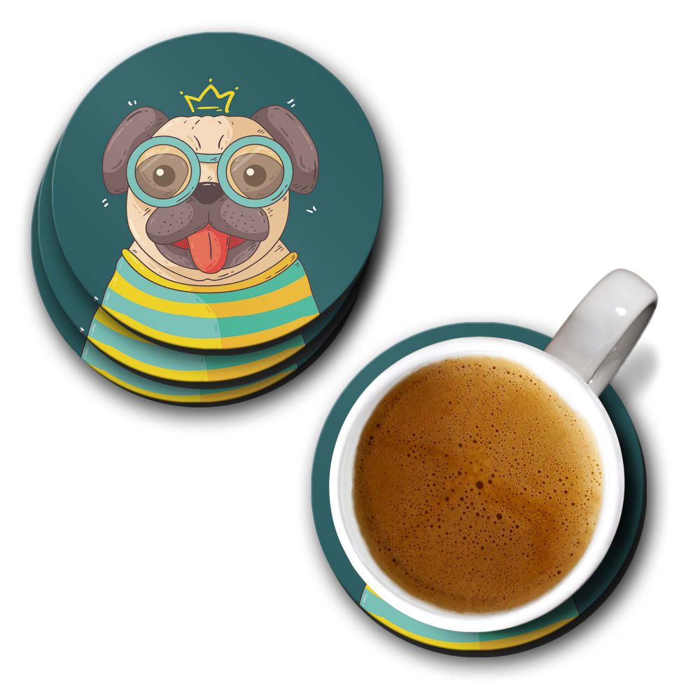Naughty Pug Coasters - corporate gift by YuBingo