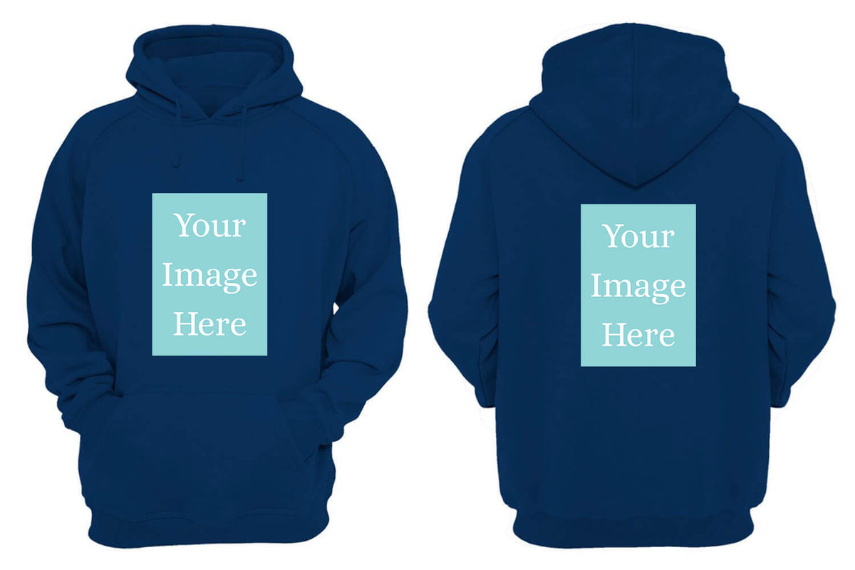 Navy Blue Customised Hoodie - Front and Back Print - corporate gift by YuBingo