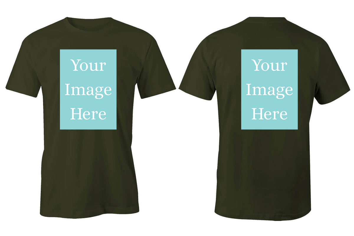 Olive Customised Men's T-Shirt - Front and Back Print - corporate gift by YuBingo