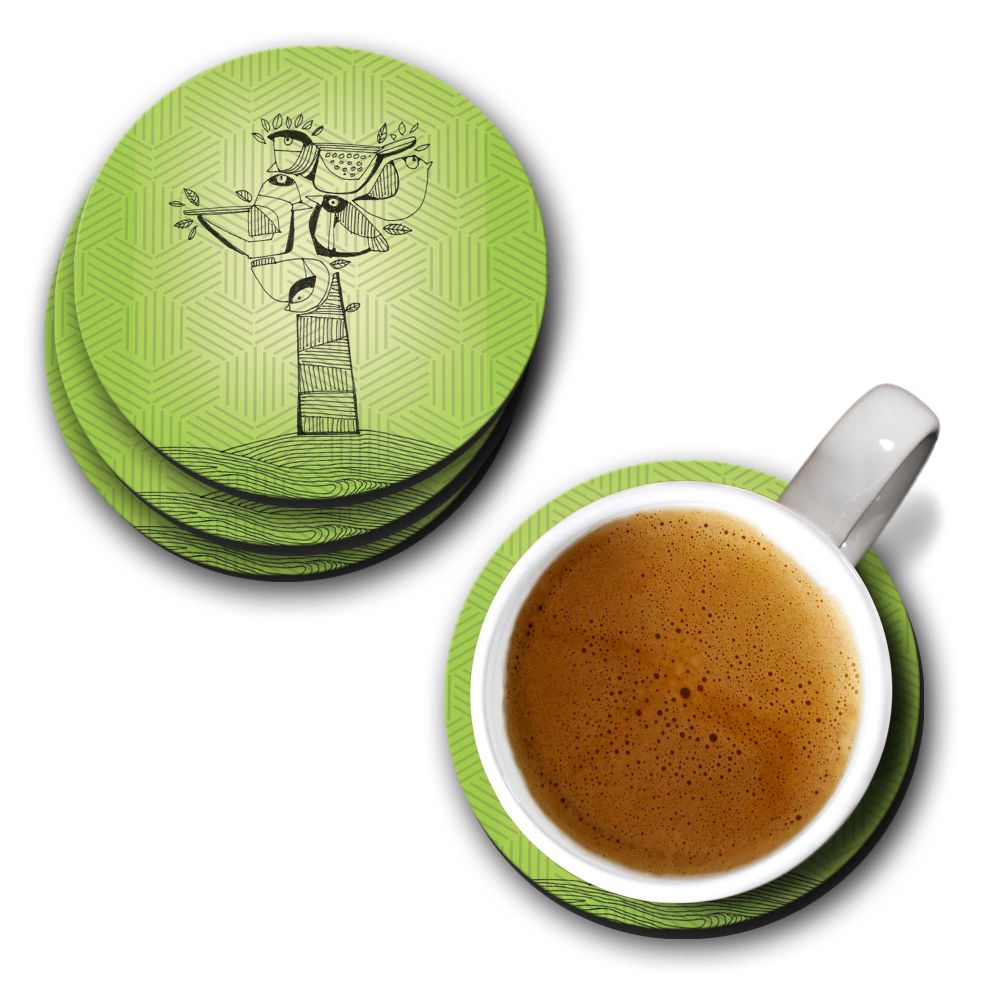 Tree birds Coasters - corporate gift by YuBingo