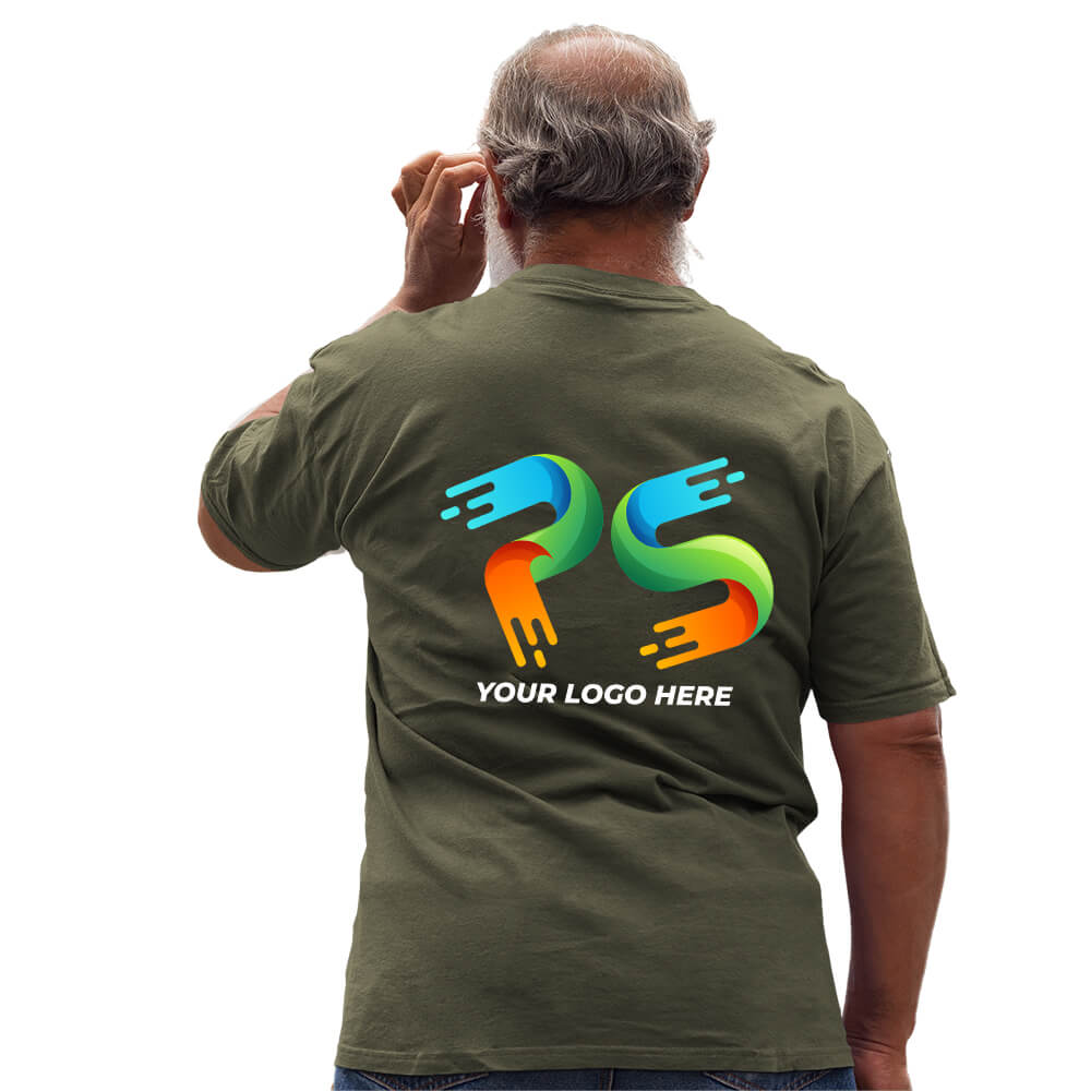 Olive Customised Men's T-Shirt - Front and Back Print - corporate gift by YuBingo