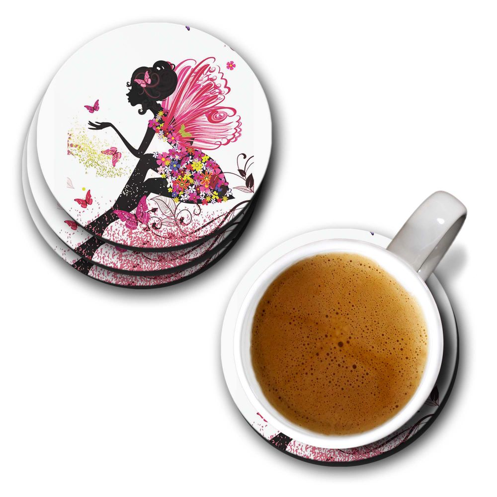 The Pixie With Her Butterflies Coasters - corporate gift by YuBingo