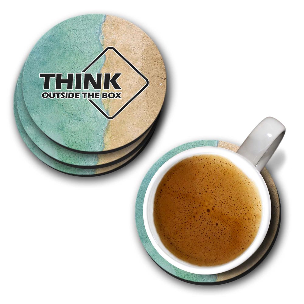 Think Outside The Box Coasters - corporate gift by YuBingo