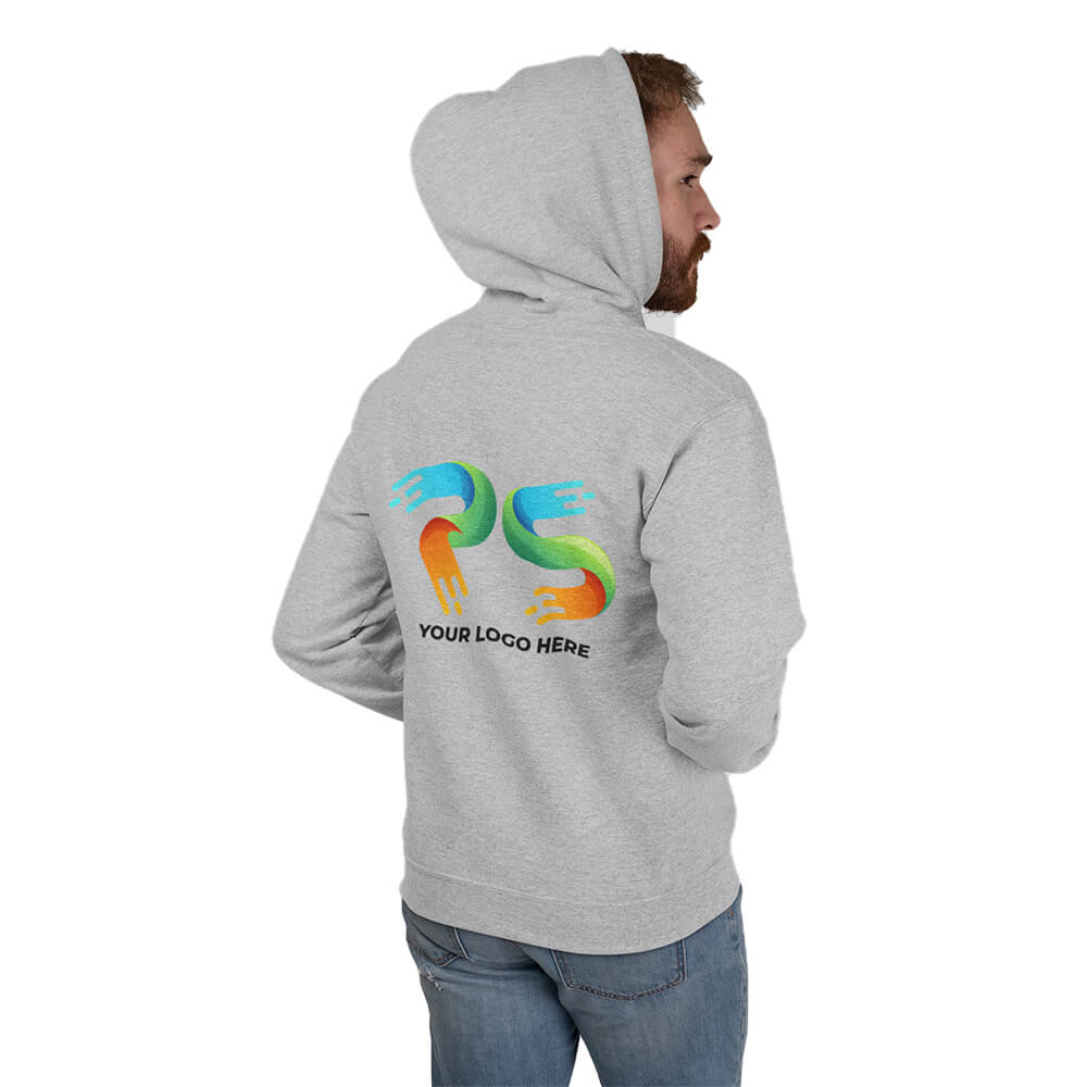 Grey Heather Customised Zipper Hoodie - Front and Back Print - corporate gift by YuBingo