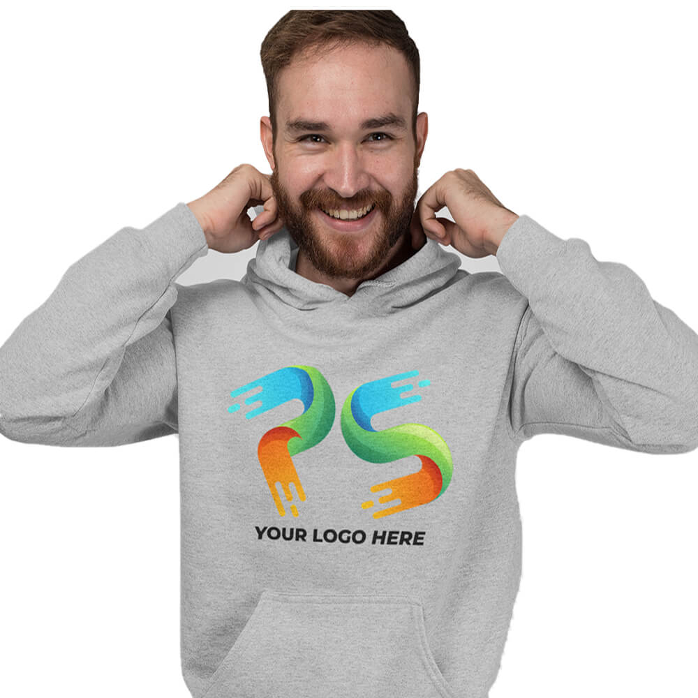 Grey Heather Customised Zipper Hoodie - Front and Back Print - corporate gift by YuBingo