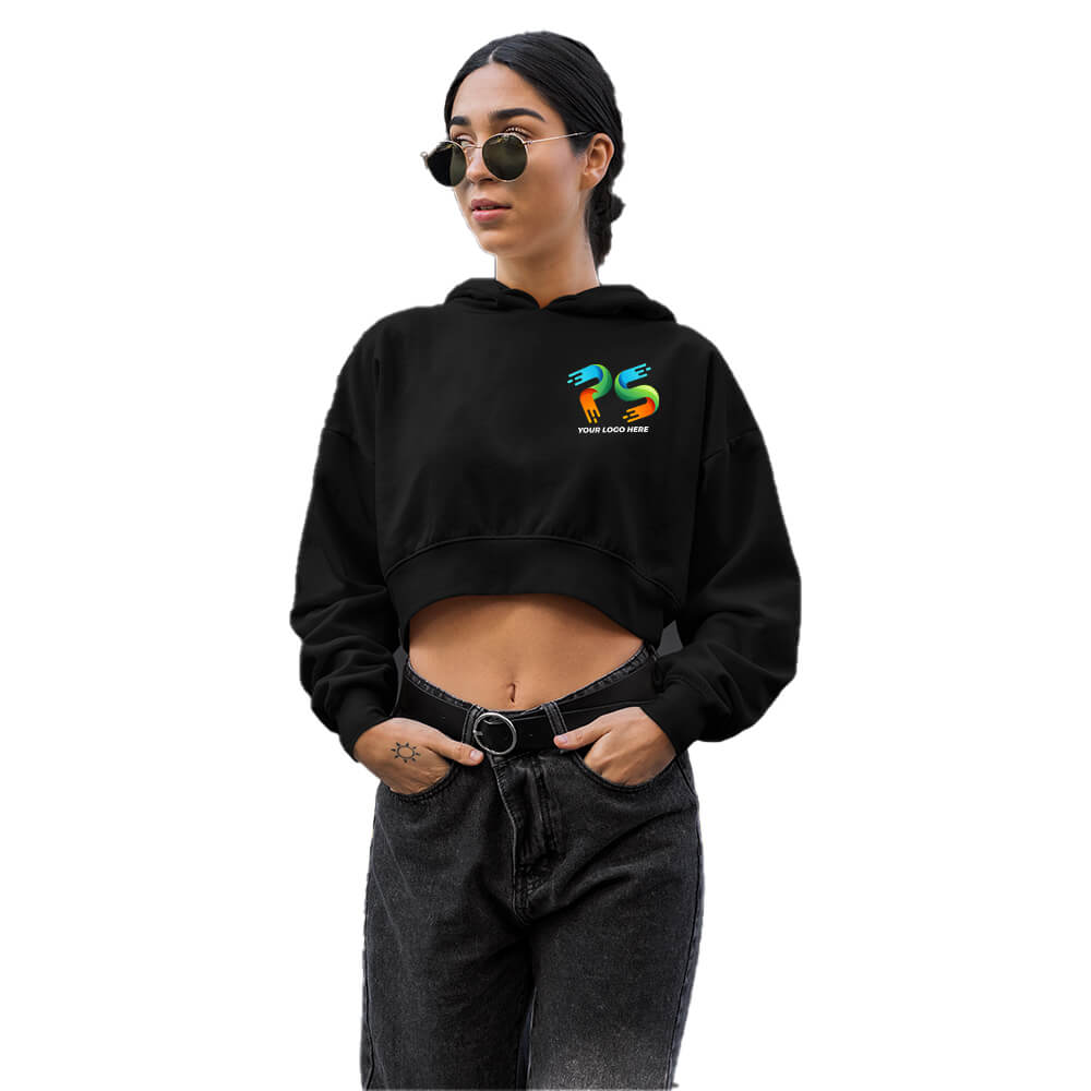 Black Customised Women's Crop  Hoodie - Front and Back Print - product image 3