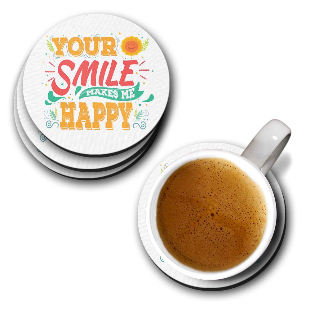 Your Smile Makes Me Happy Coasters - corporate gift by YuBingo