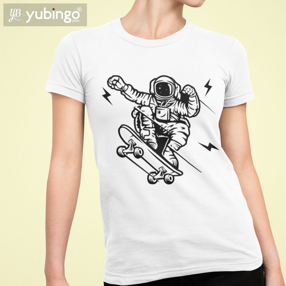 Astronaut on Skate T-Shirt-White