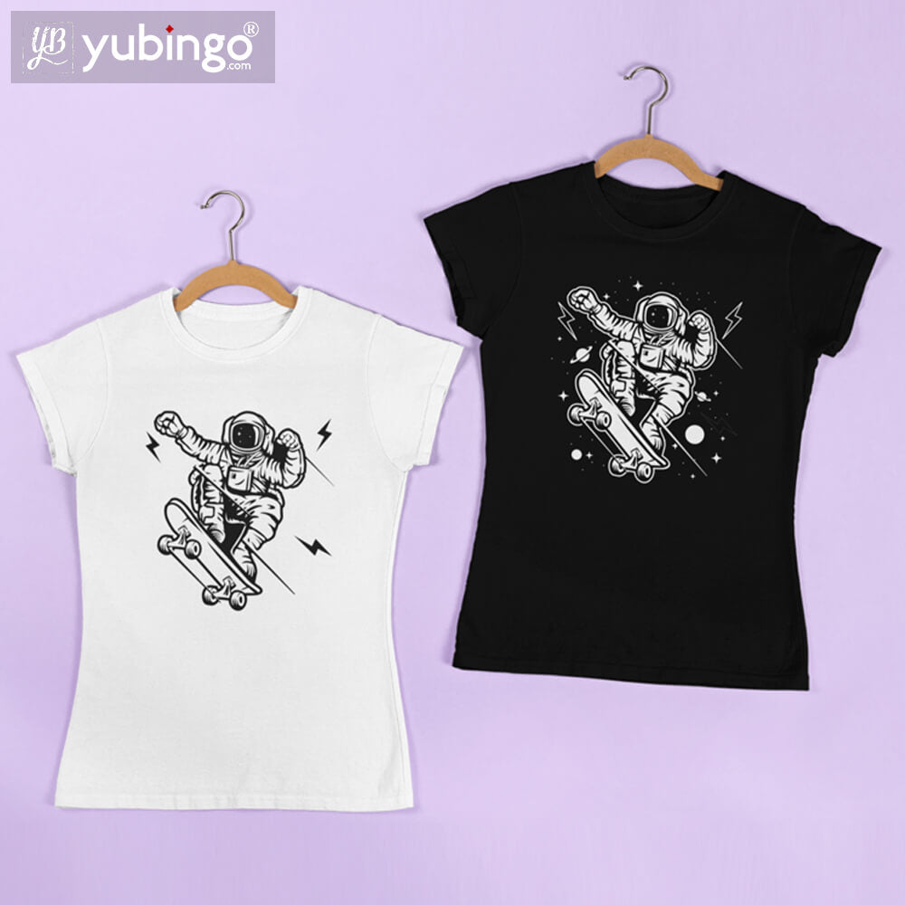 Astronaut on Skate T-Shirt-White