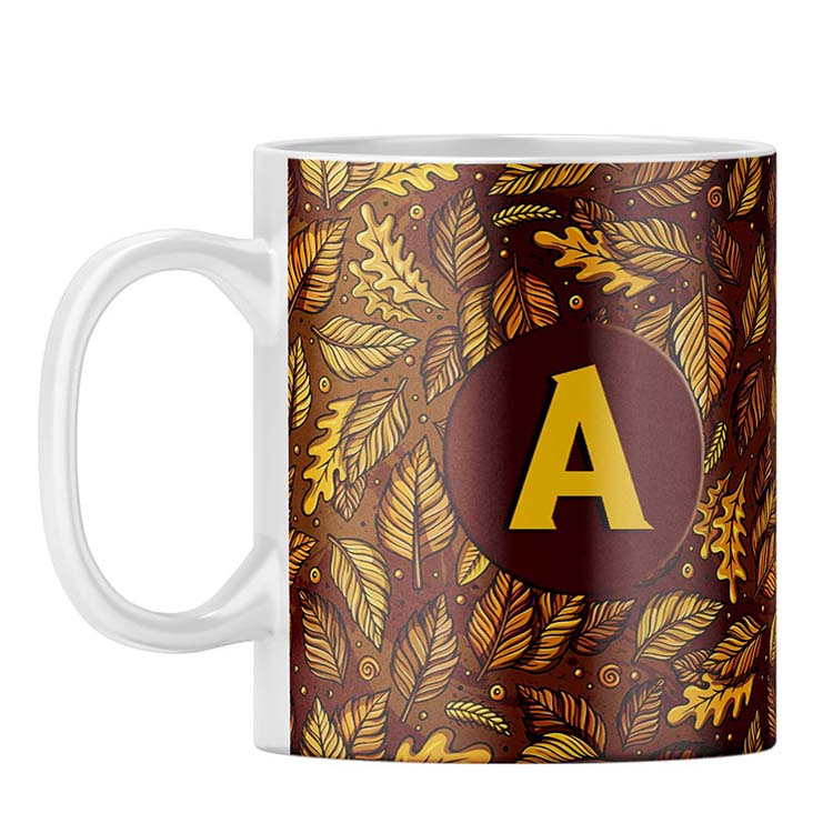 Autumn Leaves Customised Alphabet Coffee Mug - corporate gift by YuBingo
