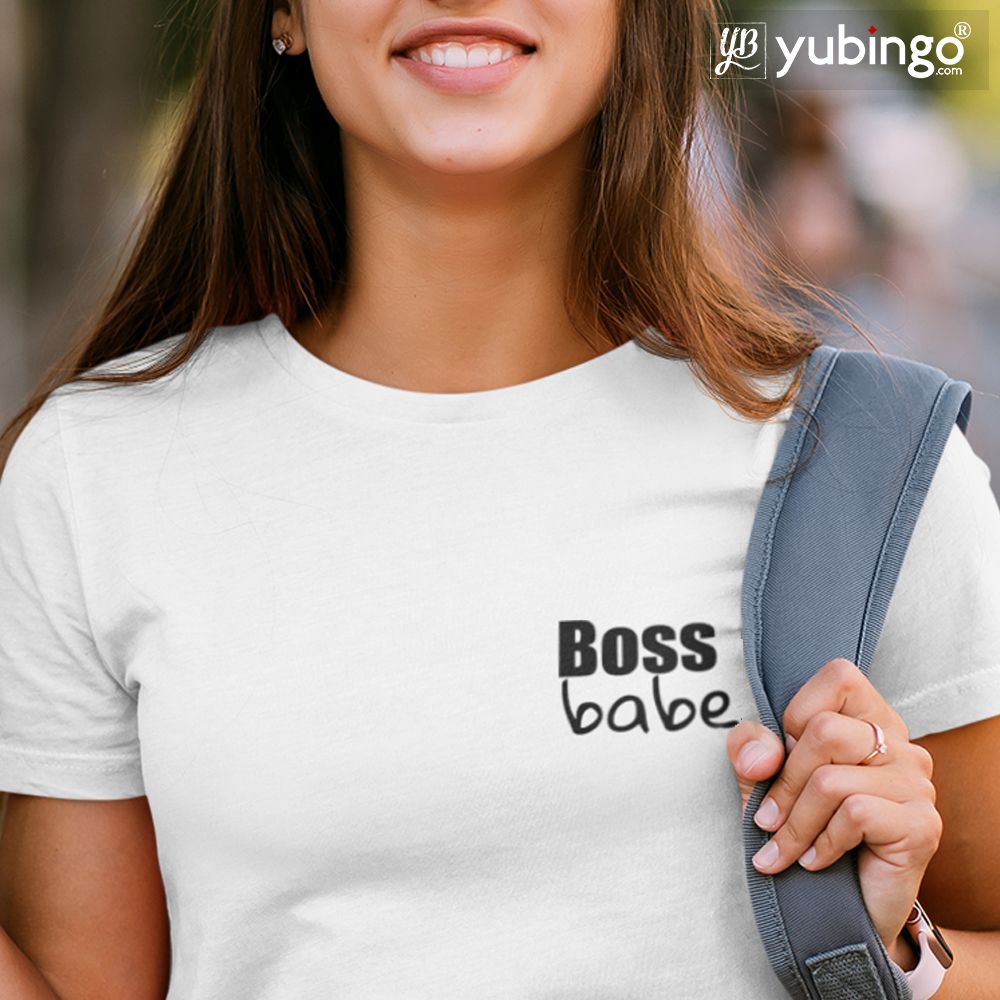 Boss Babe custom-printed 100% cotton t-shirt in white — personalised gift