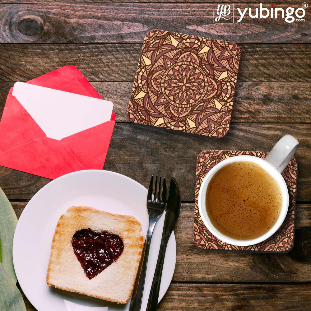 Brown Pattern Coasters - corporate gift by YuBingo