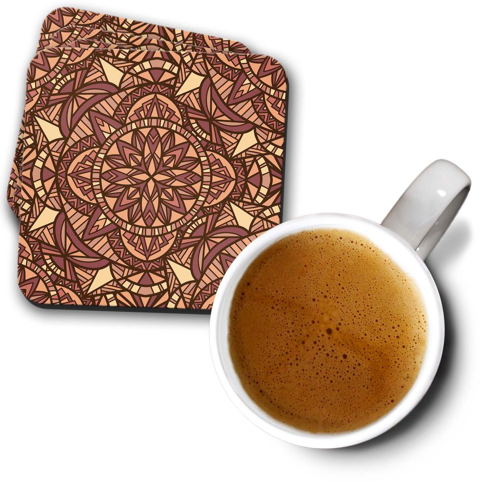 Brown Pattern Coasters - corporate gift by YuBingo