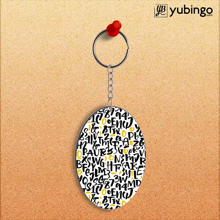 Alphabets & Numbers Oval Key Chain - corporate gift by YuBingo