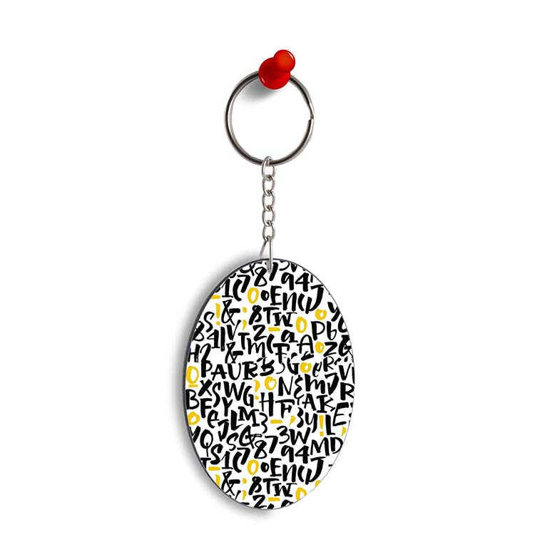 Alphabets &amp; Numbers Oval Key Chain - corporate gift by YuBingo