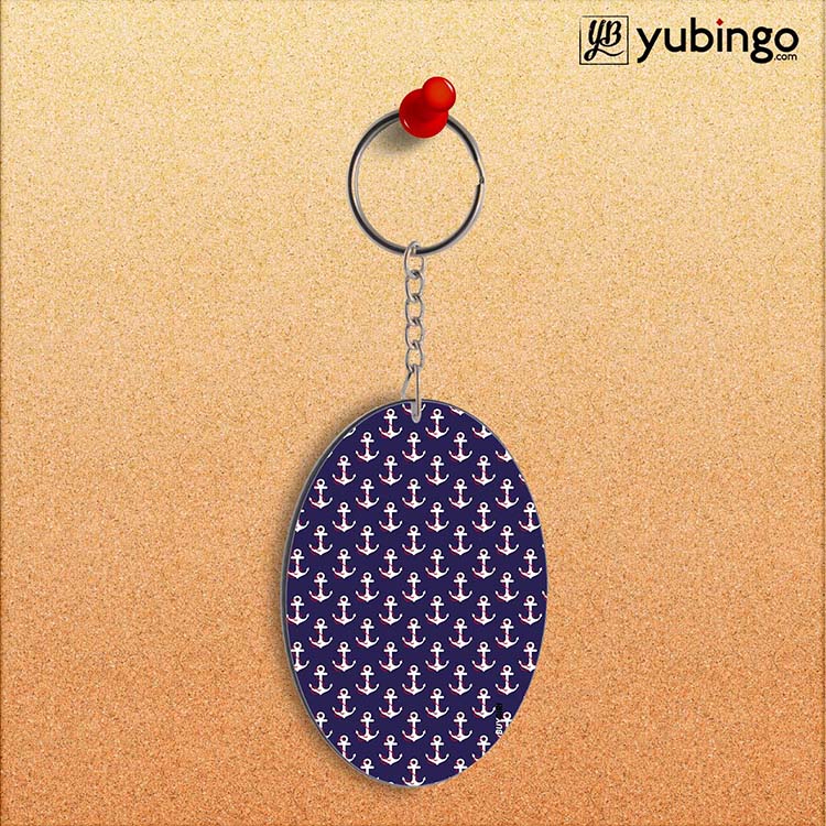 Anchor Pattern Oval Key Chain - corporate gift by YuBingo