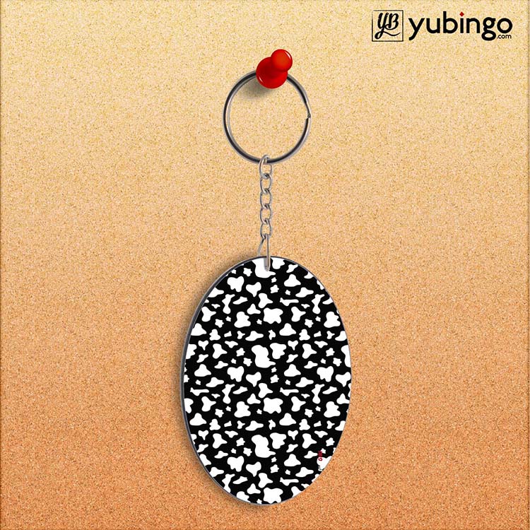 Black & White Pattern Oval Key Chain - corporate gift by YuBingo