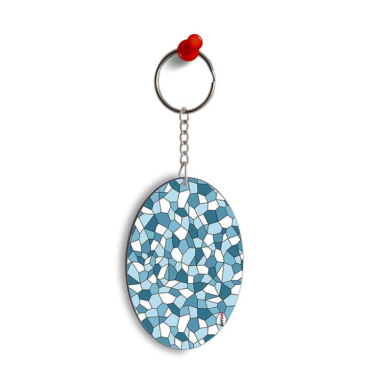 Blue Mosaic Oval Key Chain - corporate gift by YuBingo