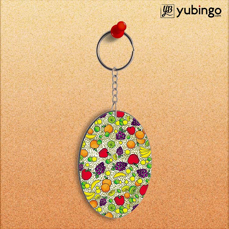 Fruits Pattern Oval Key Chain - corporate gift by YuBingo