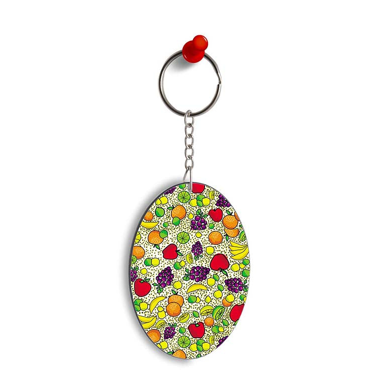 Fruits Pattern Oval Key Chain - corporate gift by YuBingo