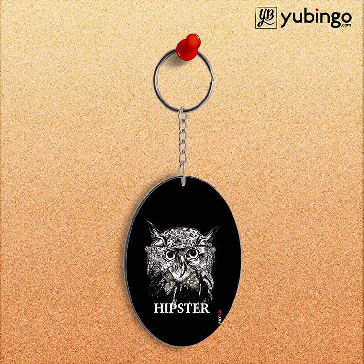 Hipster Owl Oval Key Chain - corporate gift by YuBingo