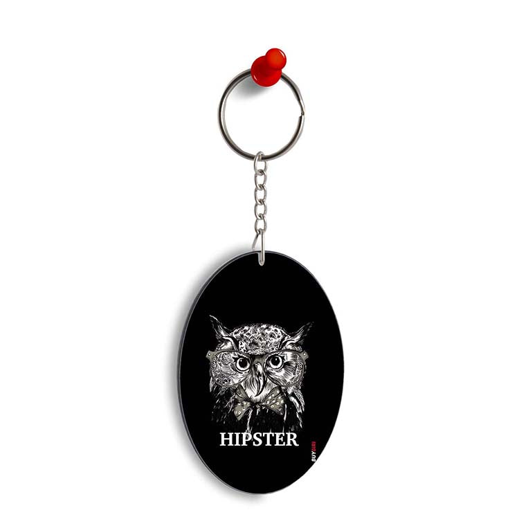 Hipster Owl Oval Key Chain - corporate gift by YuBingo
