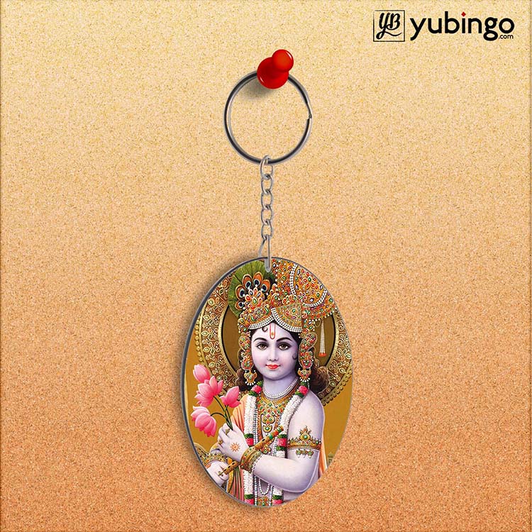 Krishna With Flowers Oval Key Chain - product image 2