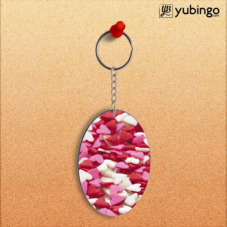 Love Pattern Oval Key Chain - corporate gift by YuBingo