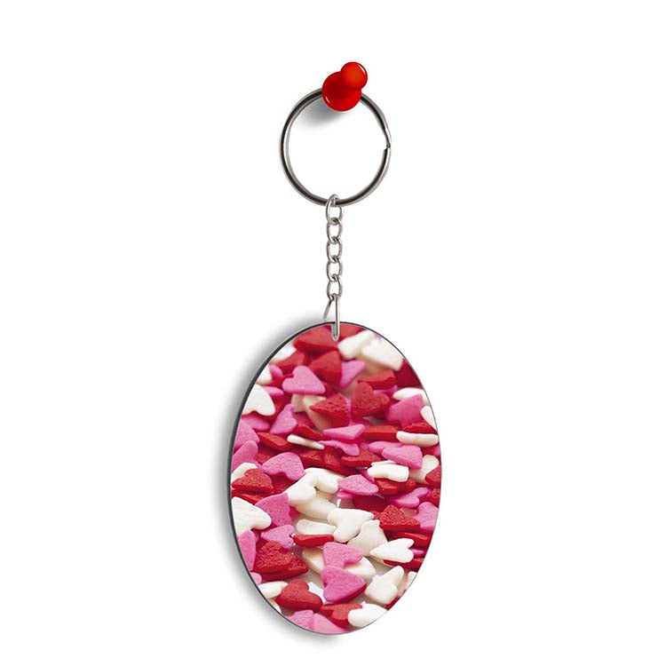 Love Pattern Oval Key Chain - corporate gift by YuBingo