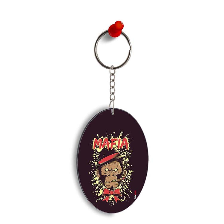 Mafia Monkey Oval Key Chain - corporate gift by YuBingo