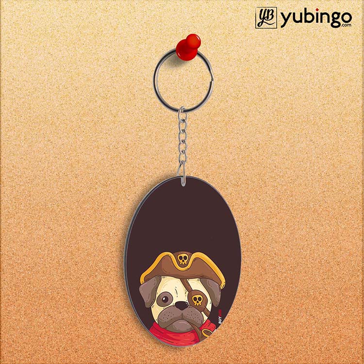 Mafia Pug Oval Key Chain - corporate gift by YuBingo