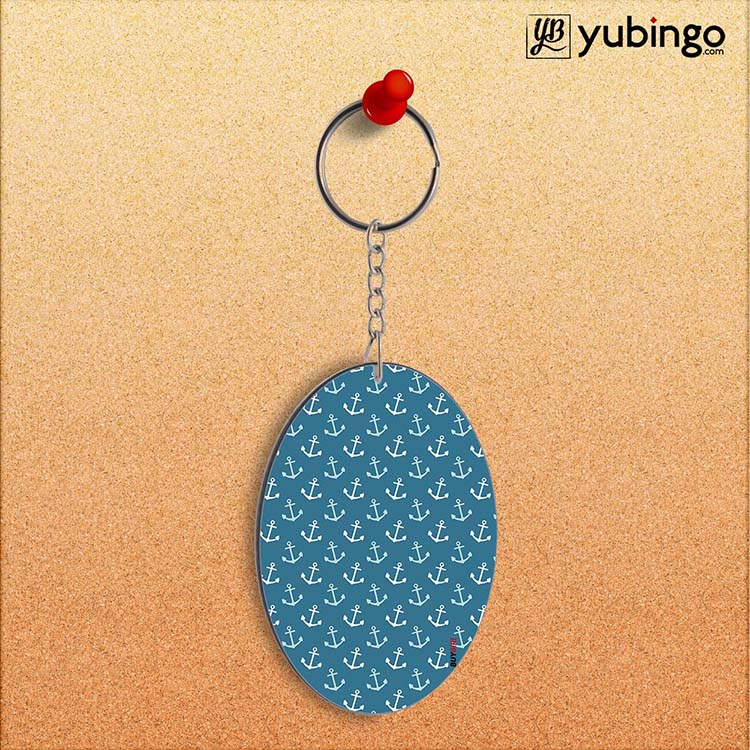 Nautical Pattern Oval Key Chain - corporate gift by YuBingo