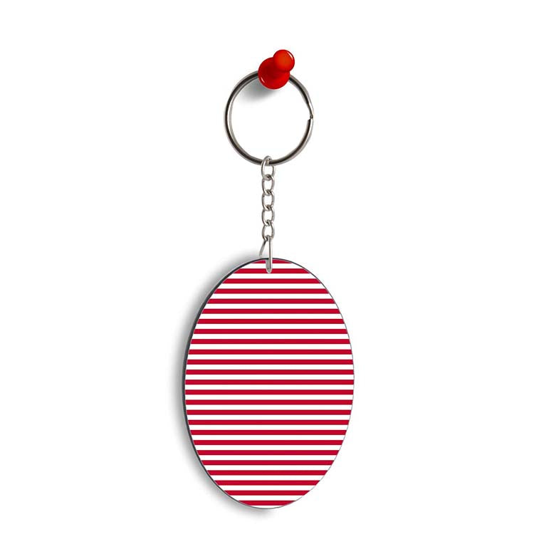 Red Stripes Oval Key Chain - corporate gift by YuBingo