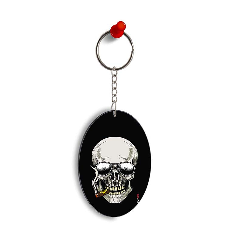 Smoking Skull Oval Key Chain - corporate gift by YuBingo