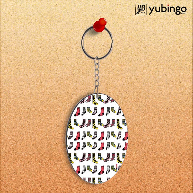 Socks Pattern Oval Key Chain - corporate gift by YuBingo