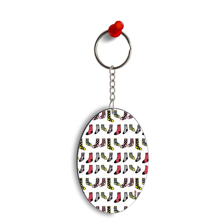 Socks Pattern Oval Key Chain - corporate gift by YuBingo