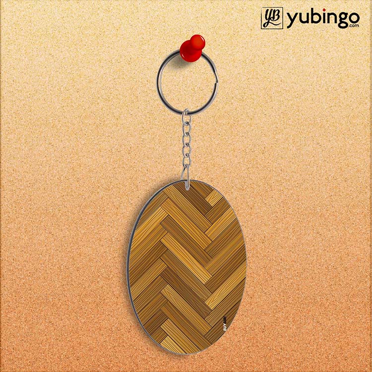 Wood Pattern Oval Key Chain - corporate gift by YuBingo