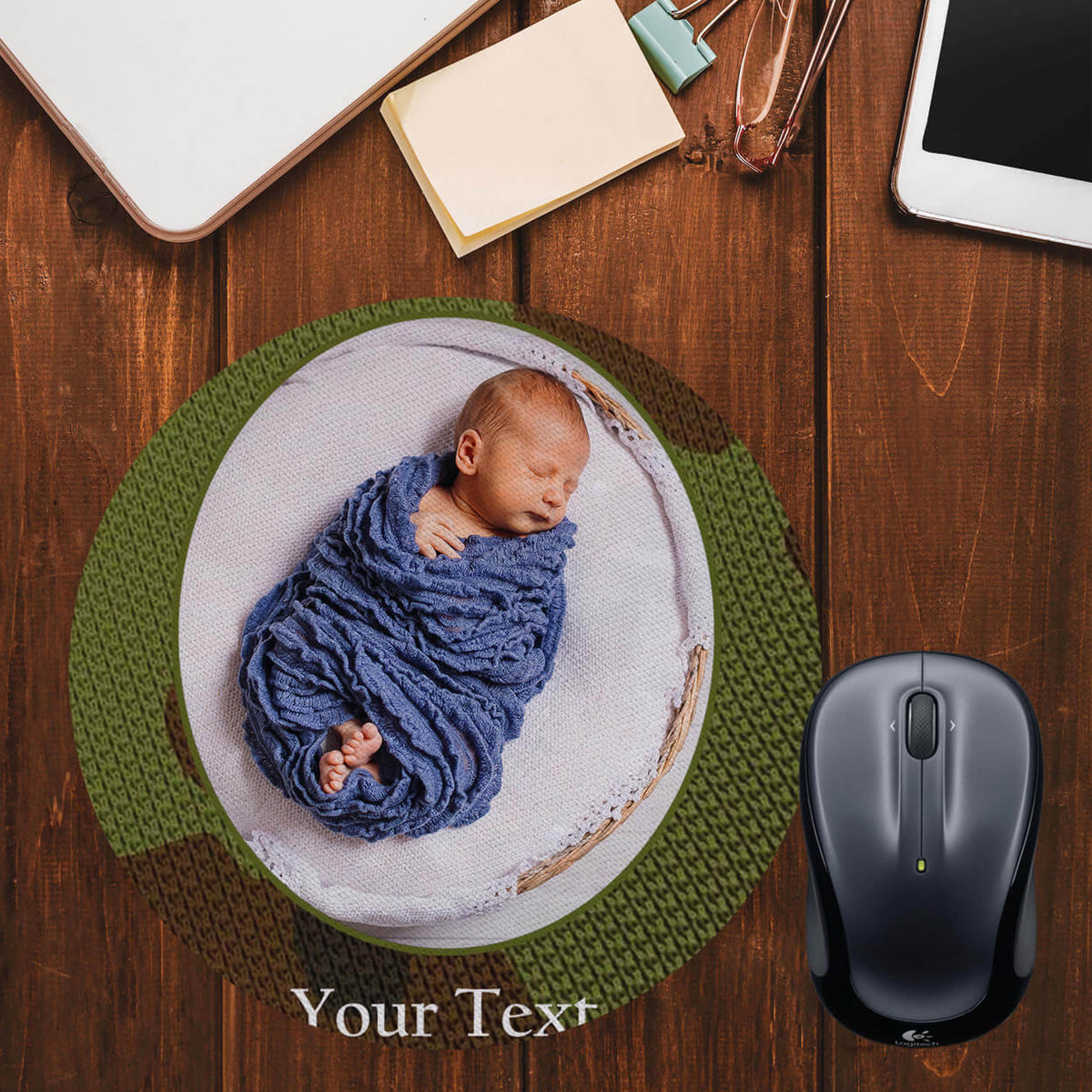 Camouflage Photo Mouse Pad (Round) - corporate gift by YuBingo