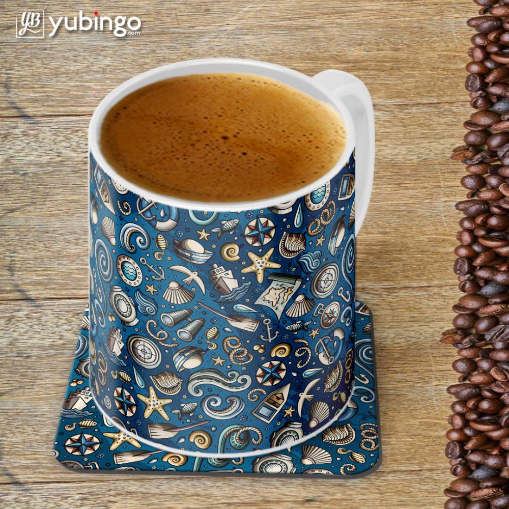 Cool Blue Customised Alphabet Coffee Mug With Coaster - product image 4