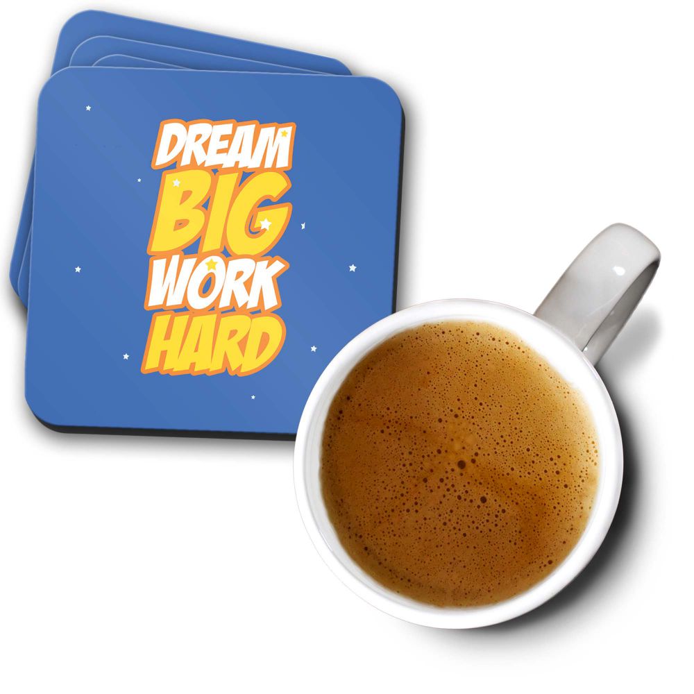 Dream Big Work Hard Coasters - corporate gift by YuBingo