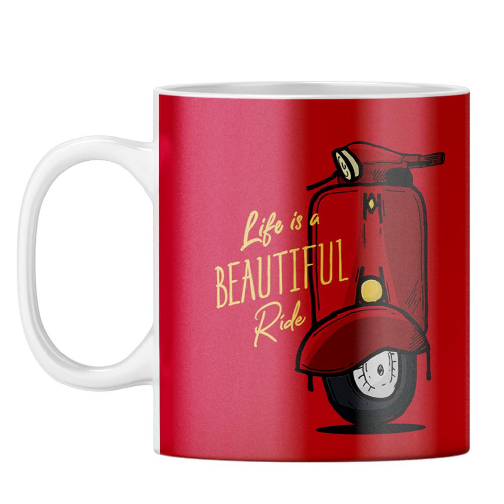 Life is Beautiful Ride Coffee Mug - corporate gift by YuBingo