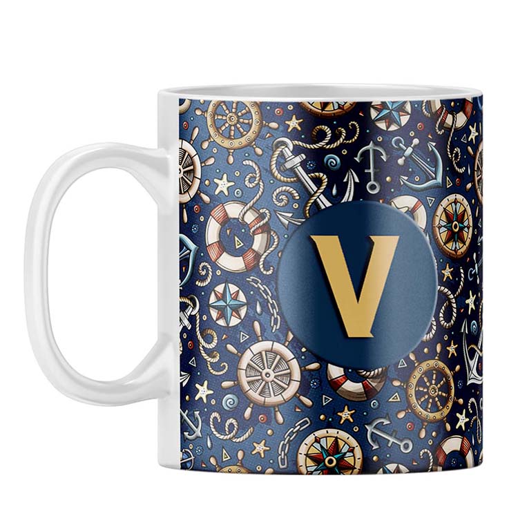 Nautical Blue Customised Alphabet Coffee Mug - corporate gift by YuBingo